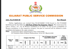 Gpsc state tax inspector recruitment 2025