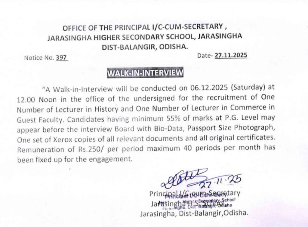 Balangir District Lecturer 2025