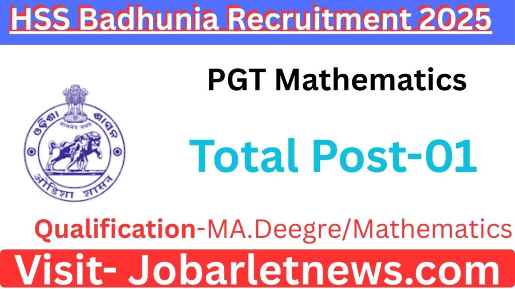 HSS Badhunia PGT Mathematics Recruitment 2025